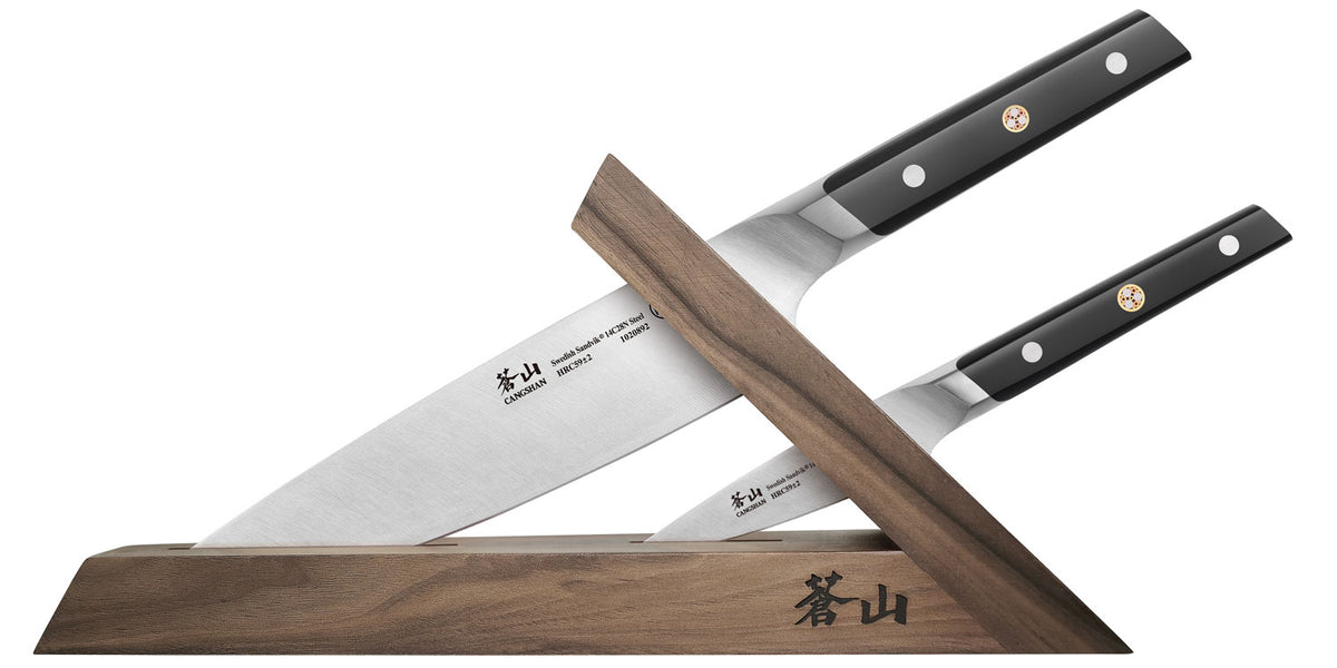 Side profile of the TC Series 2 piece TAI Knife Block Combo.