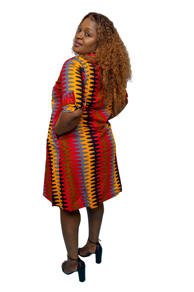 Nature - African Print French Sleeve Dress – BEEMEE