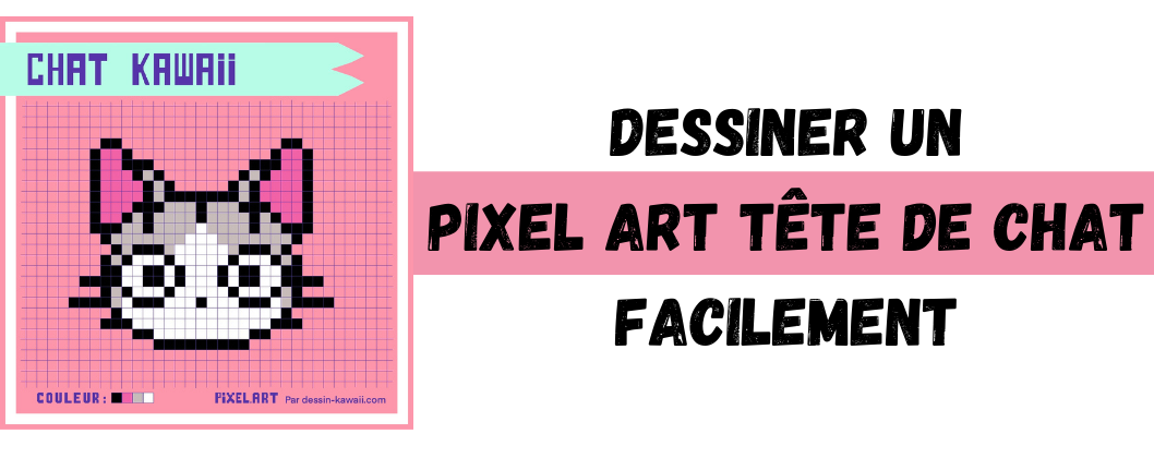 Dessiner Une Tete De Chat En Pixel Art Dessin Kawaii