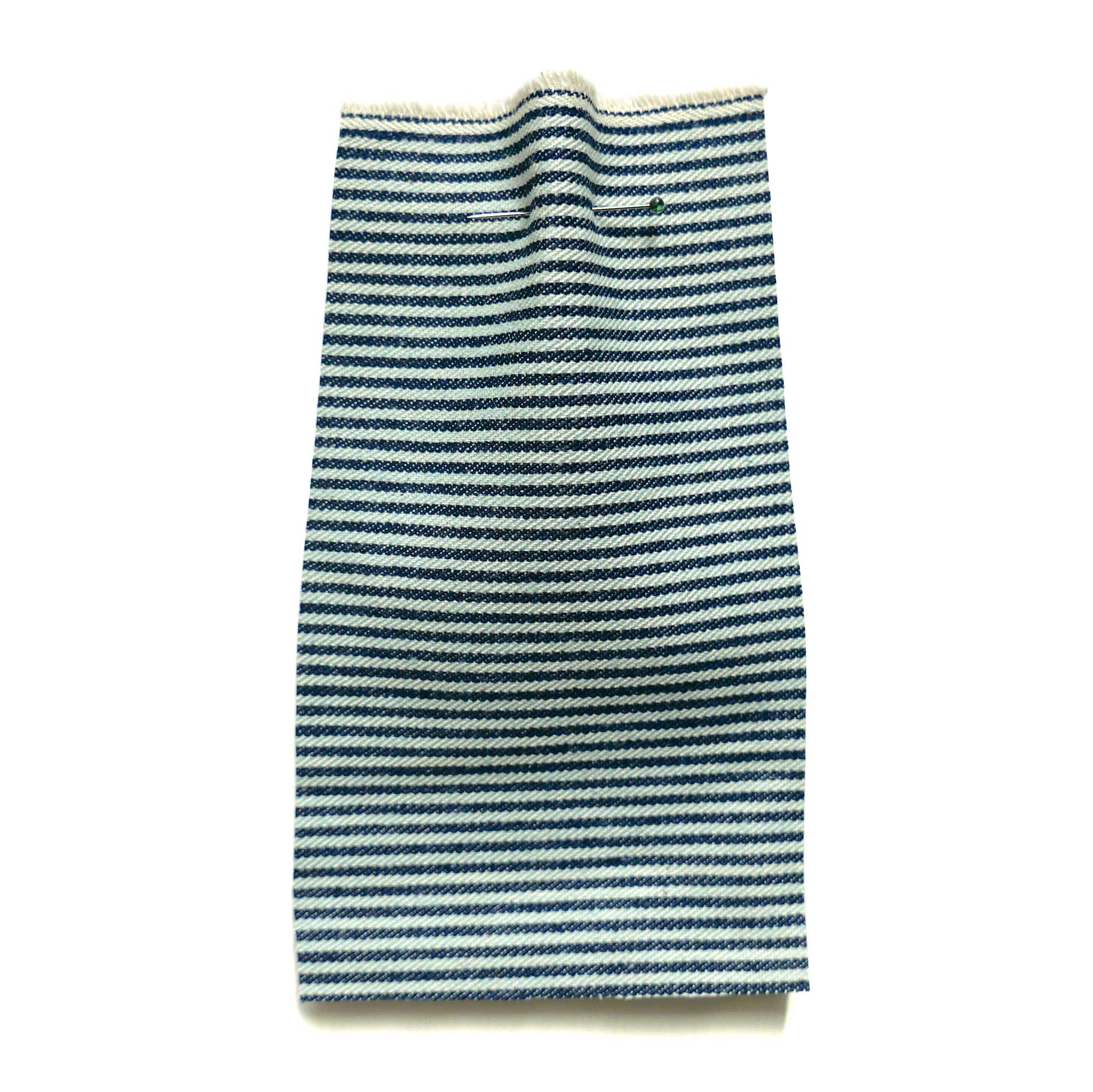 Blue & Cream Striped Denim Fabric | Cloth House • Cloth House