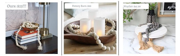 Make it yourself home decor picture of wooden beaded tassel garland.
