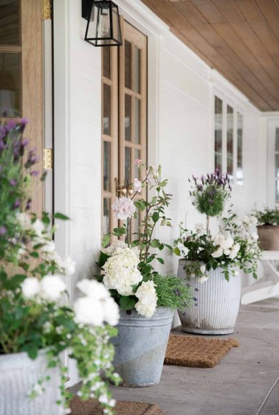 Outside front porch style with a contemporary modern farmhouse feel