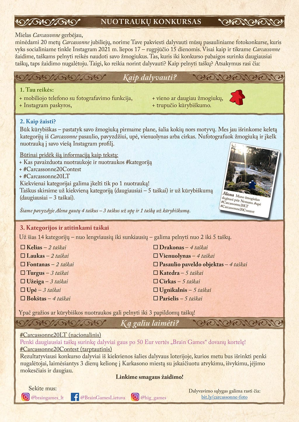 Carcassonne nuotraukų konkurso taisyklės