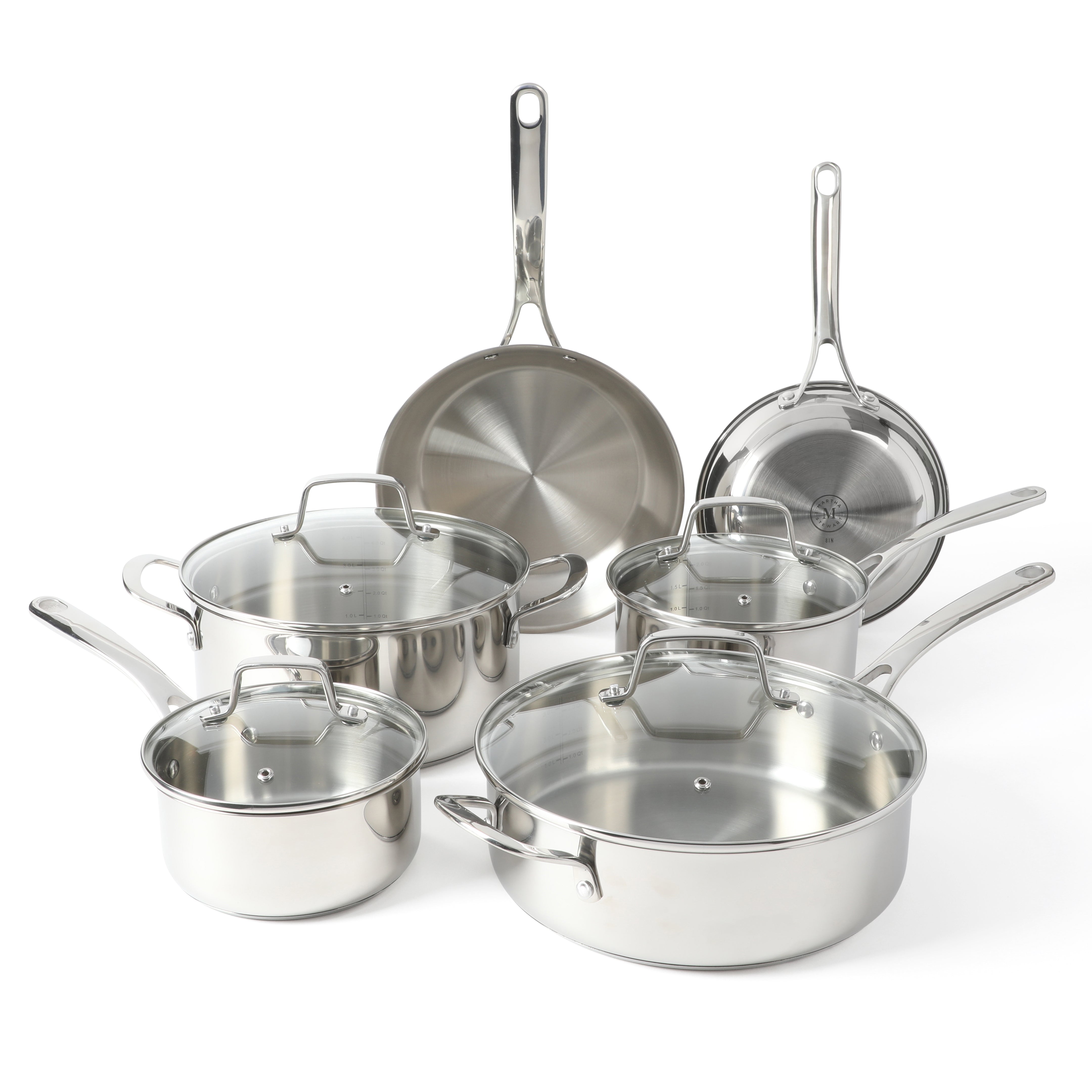 MARTHA STEWART EVERYDAY Midvale 4 qt. Stainless Steel Saute Pan with Lid  985120055M - The Home Depot