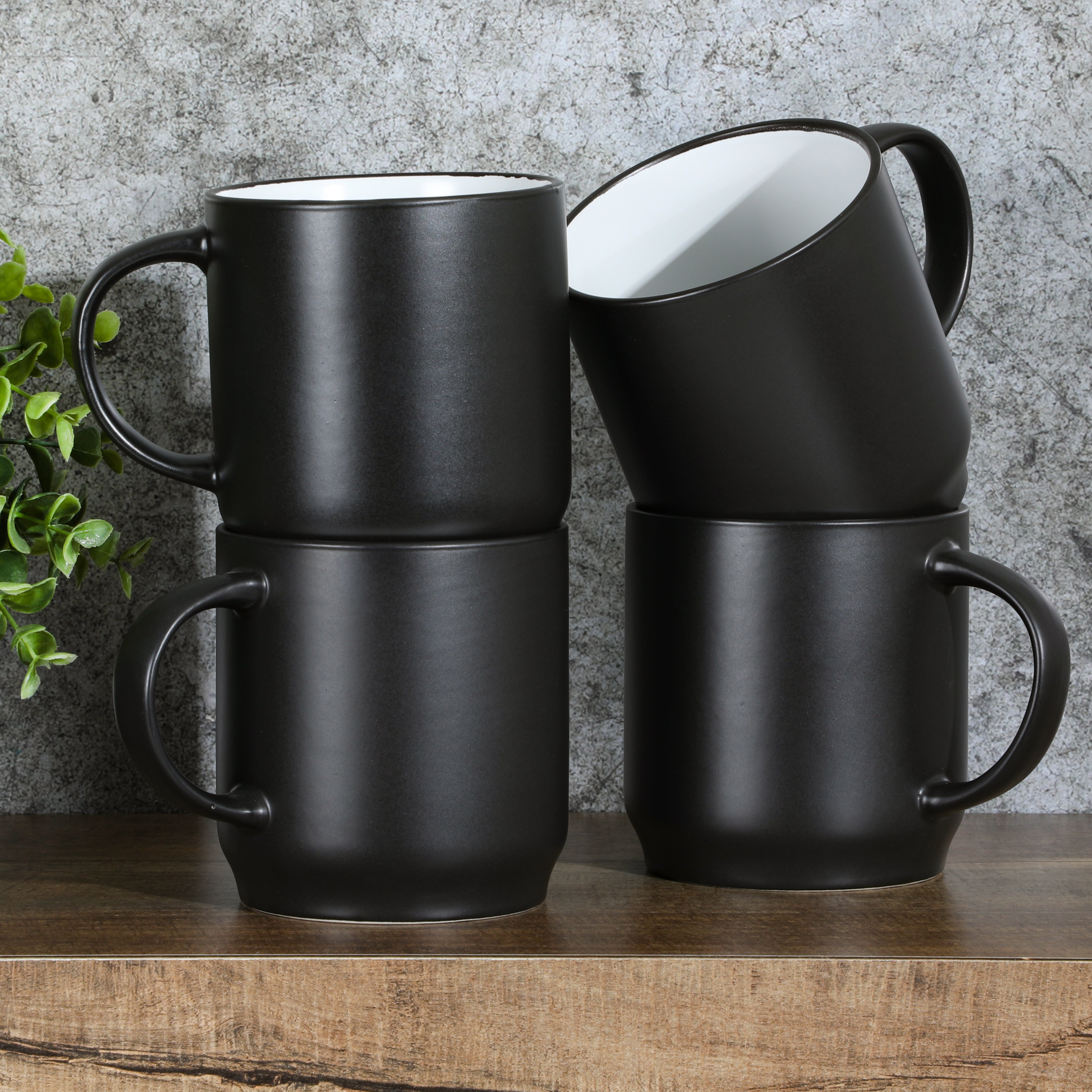 Crisp Modern Matte Black Coffee Mug Set of 8 + Reviews