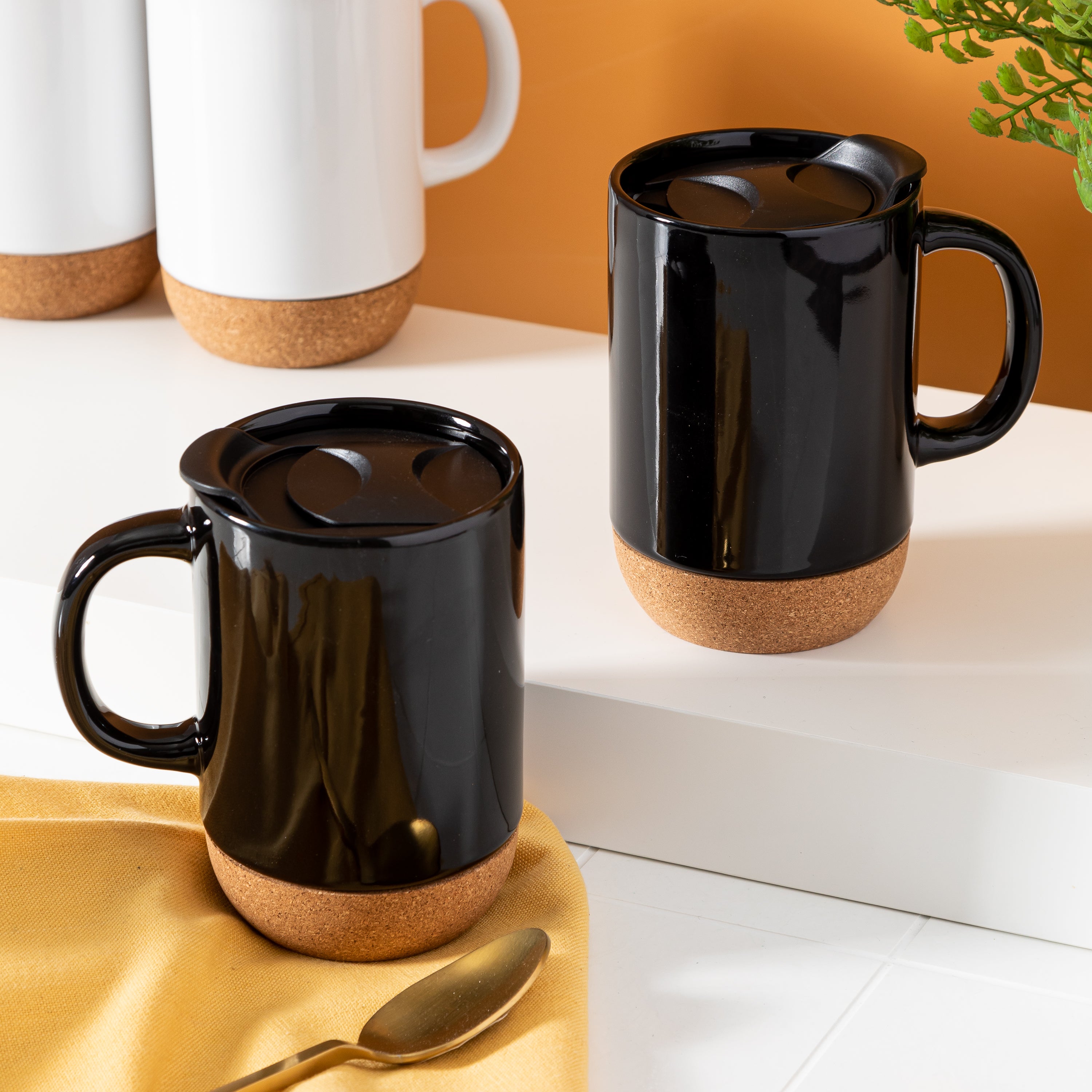 Gibson Home Everyday Contempo Hues Assorted Ceramic 15-Ounce Mug Set with  Rack, Set of 6 