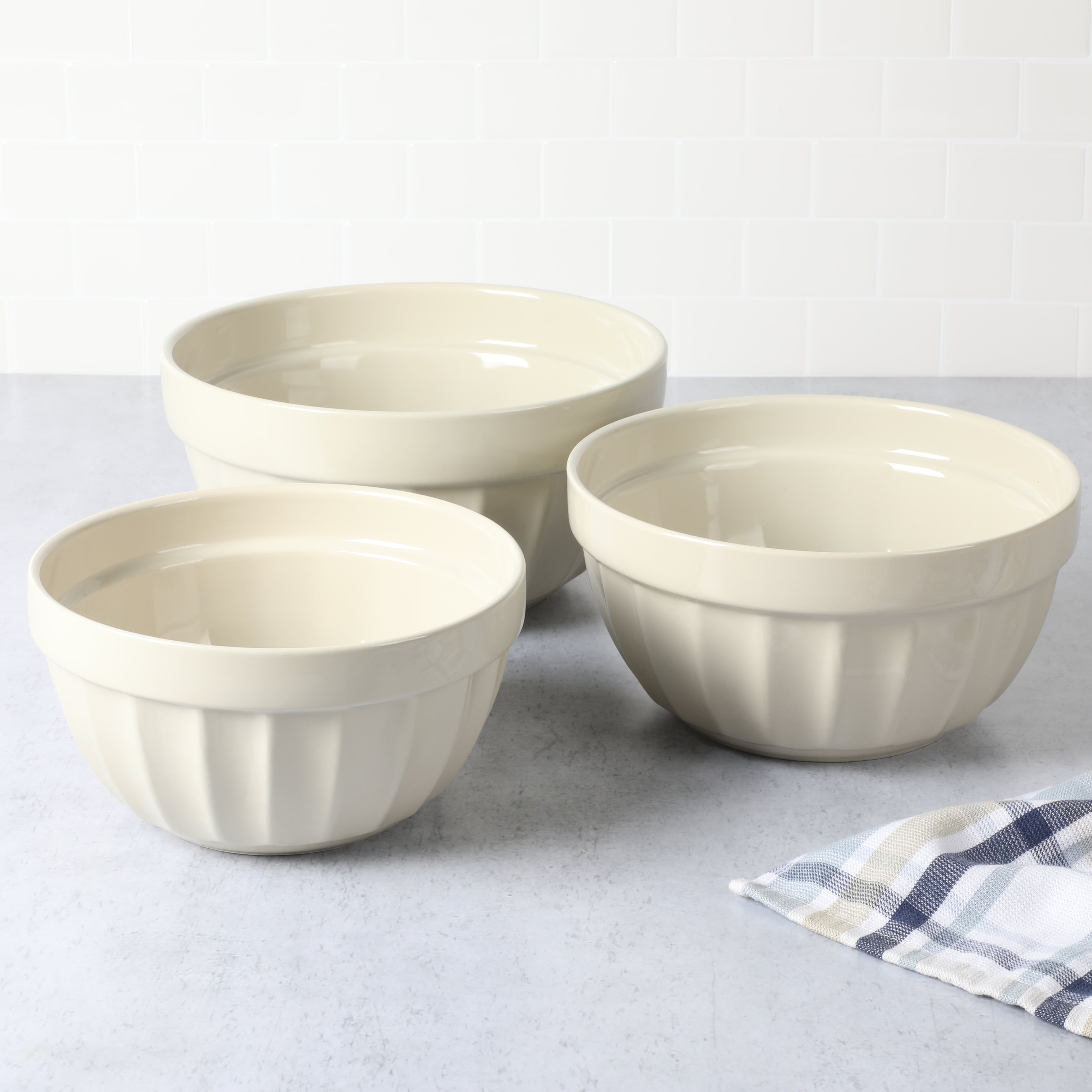 MARTHA STEWART Rhinewell Mirror Polish 6 Piece Stainless Steel Mixing Bowls  with Lid and Non-Slip Base - Grey