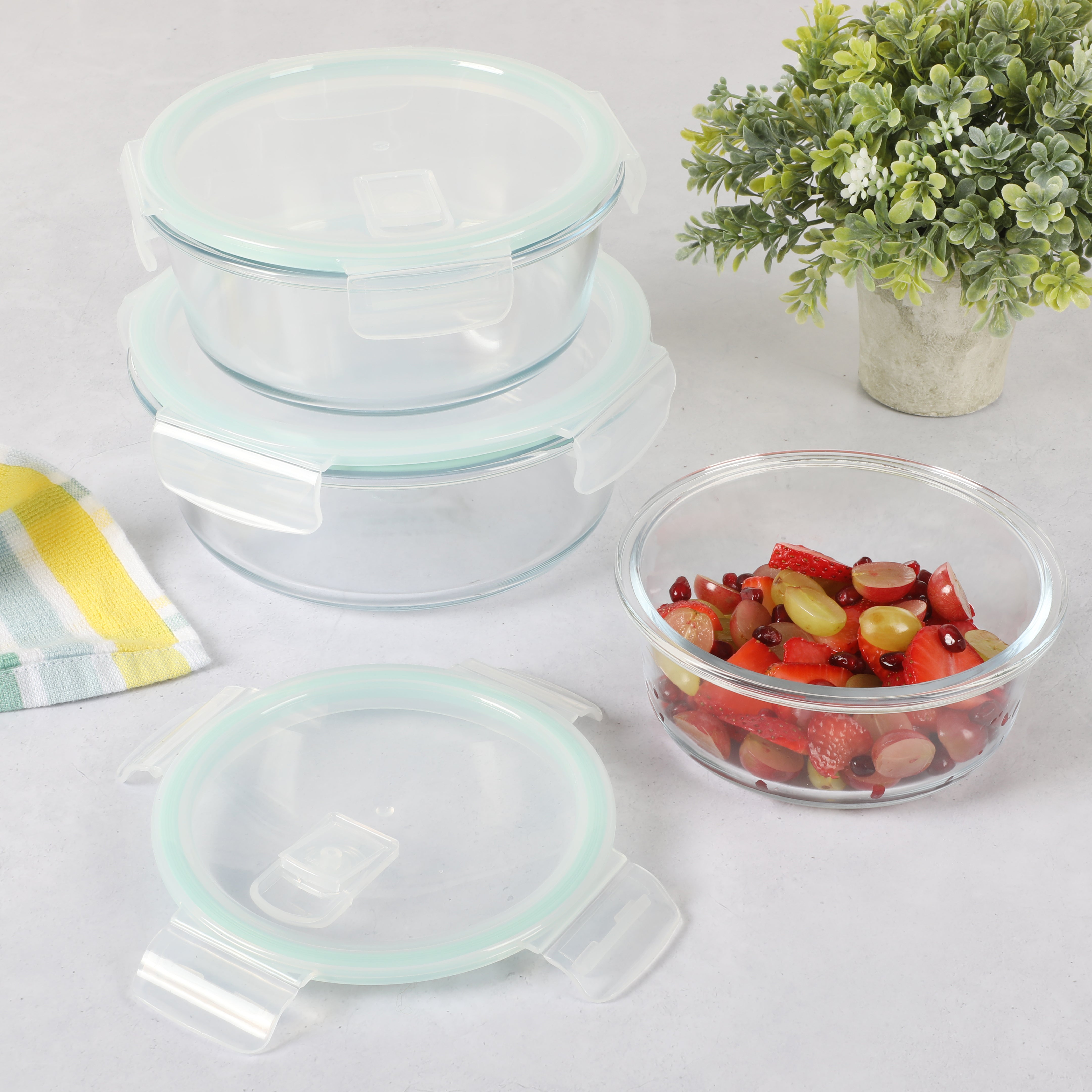 Martha Stewart 6-Pack Multisize Glass Bpa-free Reusable Food Storage  Container Set with Lid in the Food Storage Containers department at