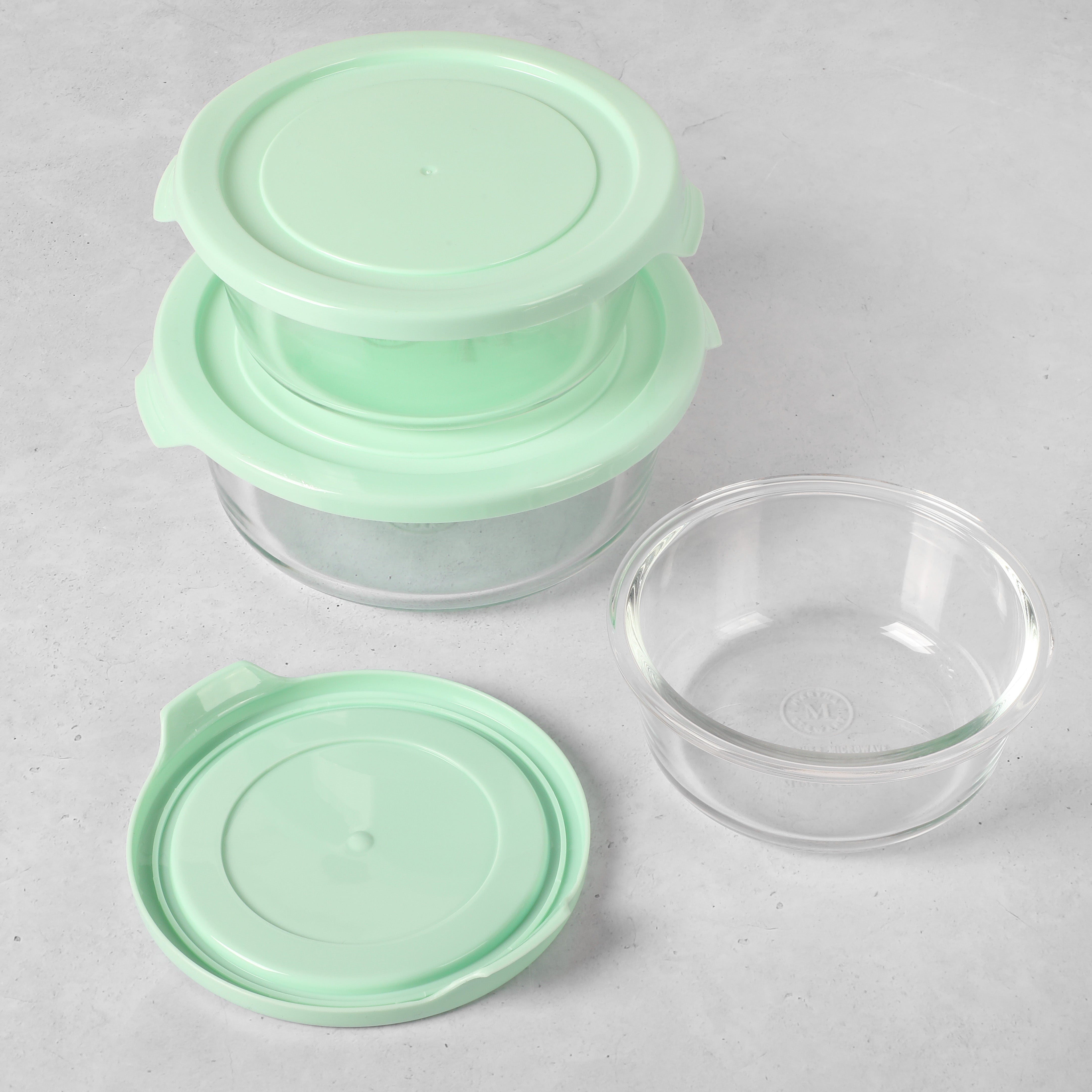 Martha Stewart 6 Piece Glass Storage Containers 2 716 H x 6 W x 6 34 D Mint  - Office Depot