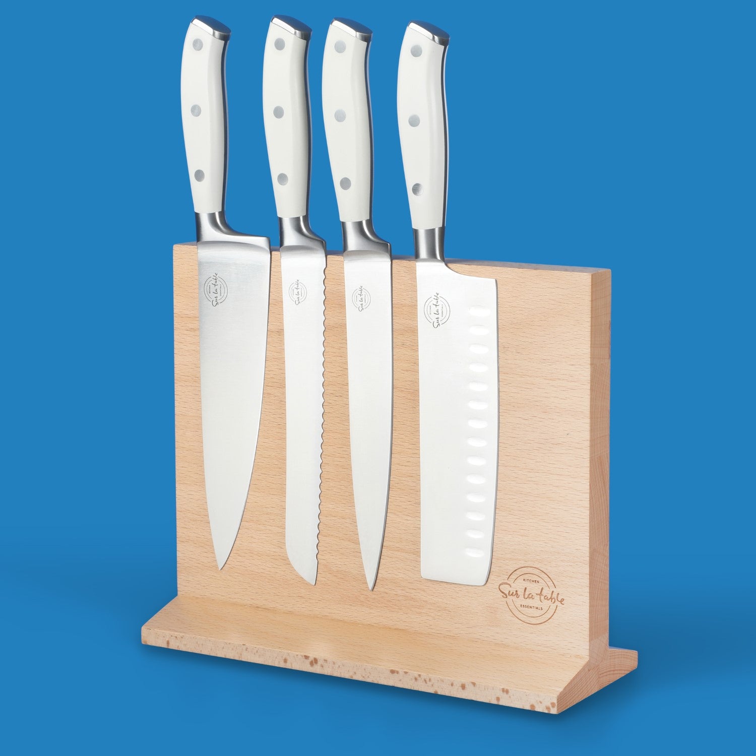 MARTHA STEWART Eastwalk 14 Piece High Carbon Stainless Steel Cutlery Knife  Block Set w/ABS Triple Riveted Forged Handle Acacia Wood Block - Linen