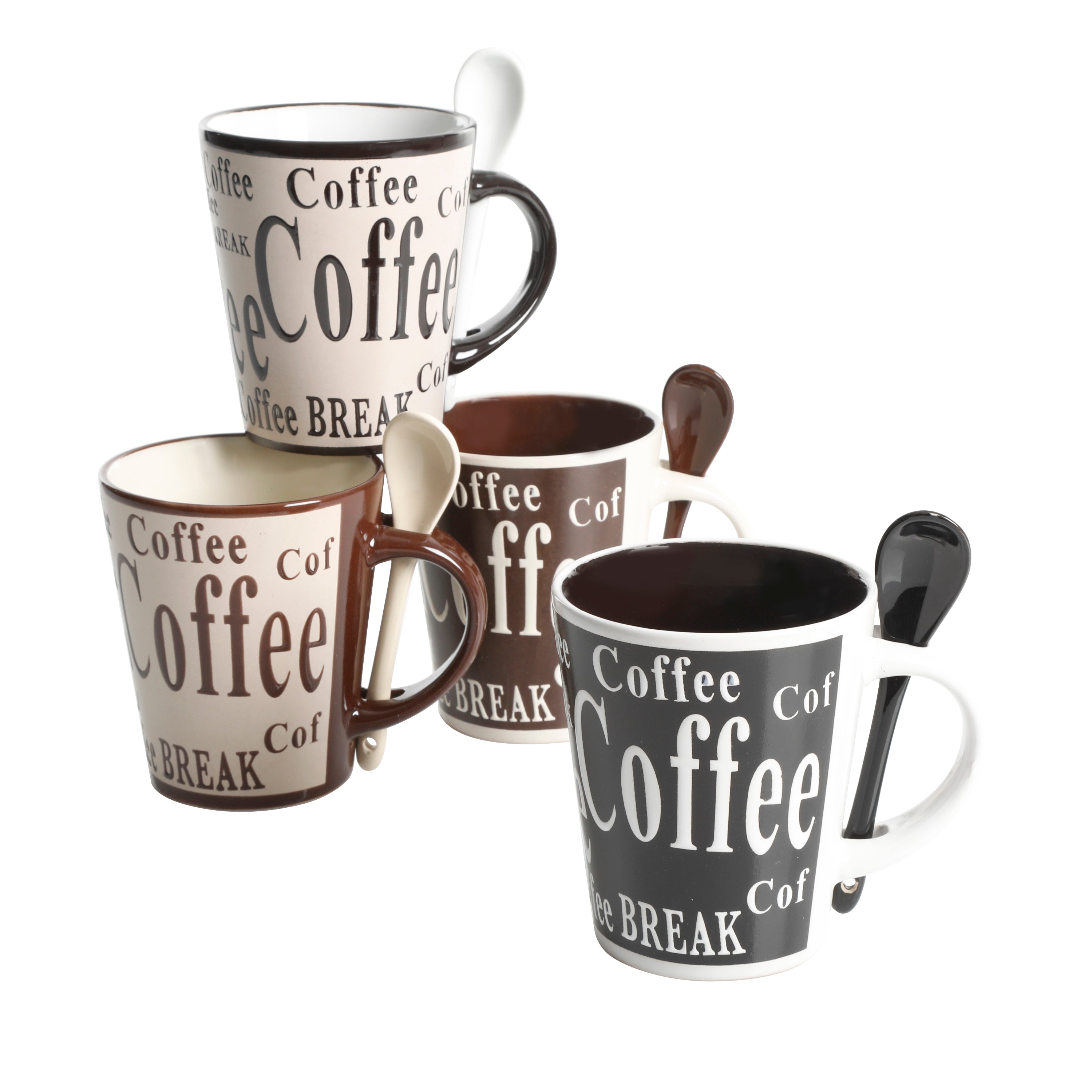 Mr. Coffee Cappuccino Bliss 4 Piece 23 Ounce Stoneware Latte Cup Set in  Assorted Designs