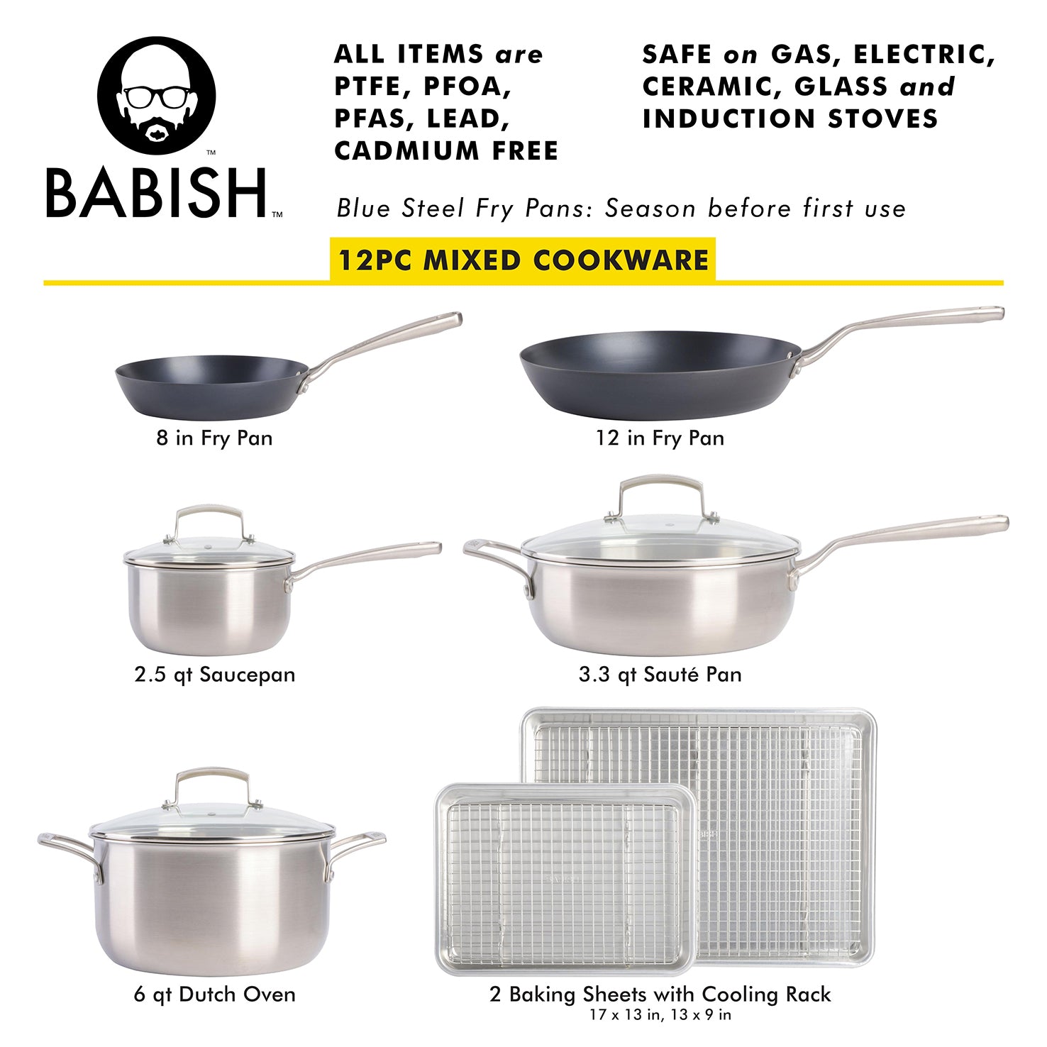Babish Pre Seasoned Cast Iron Skillet 12 In., Fry Pans & Skillets, Household