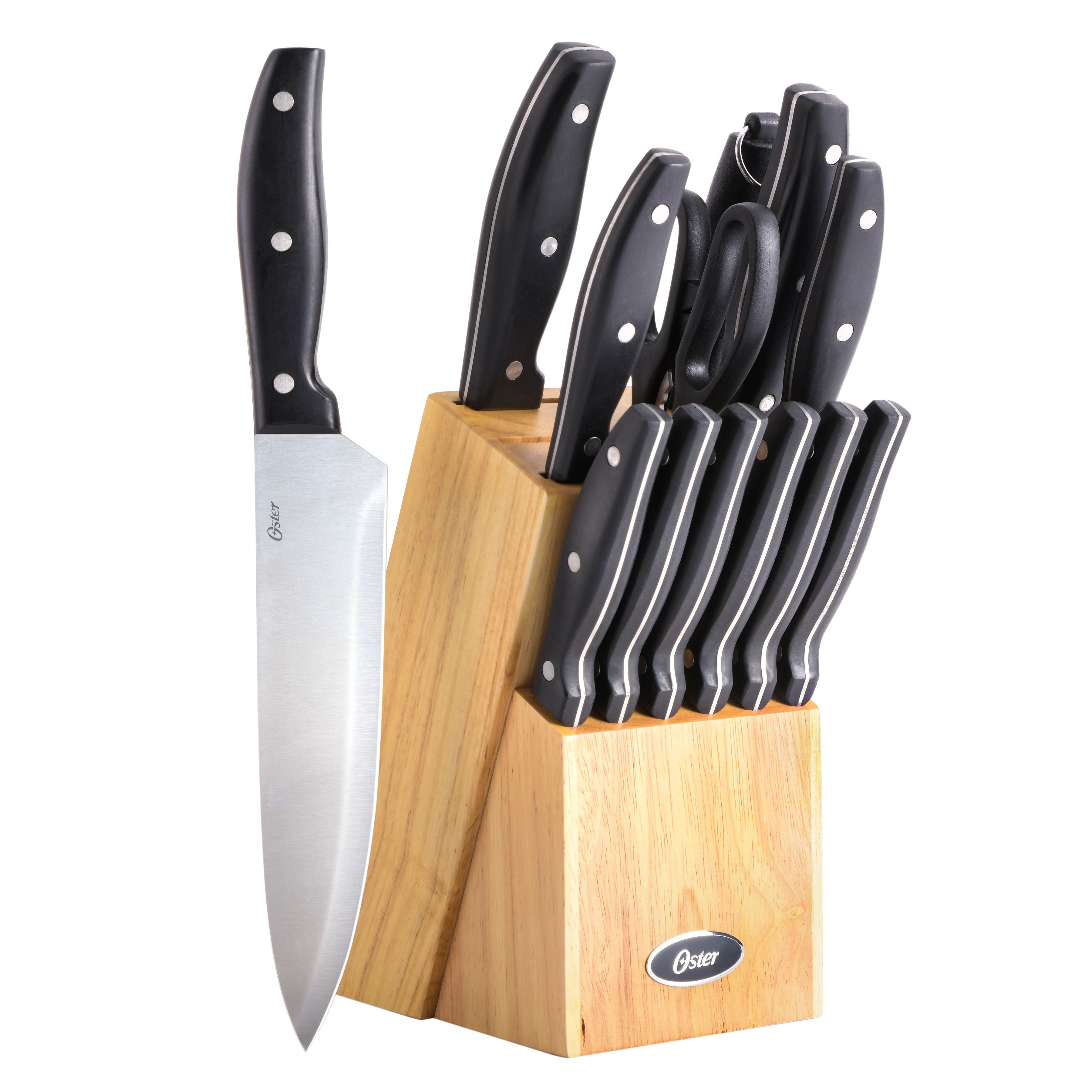 Oster Lingbergh 14 Piece Stainless Steel Cutlery Knife Set With Pine Wood  Block : Target