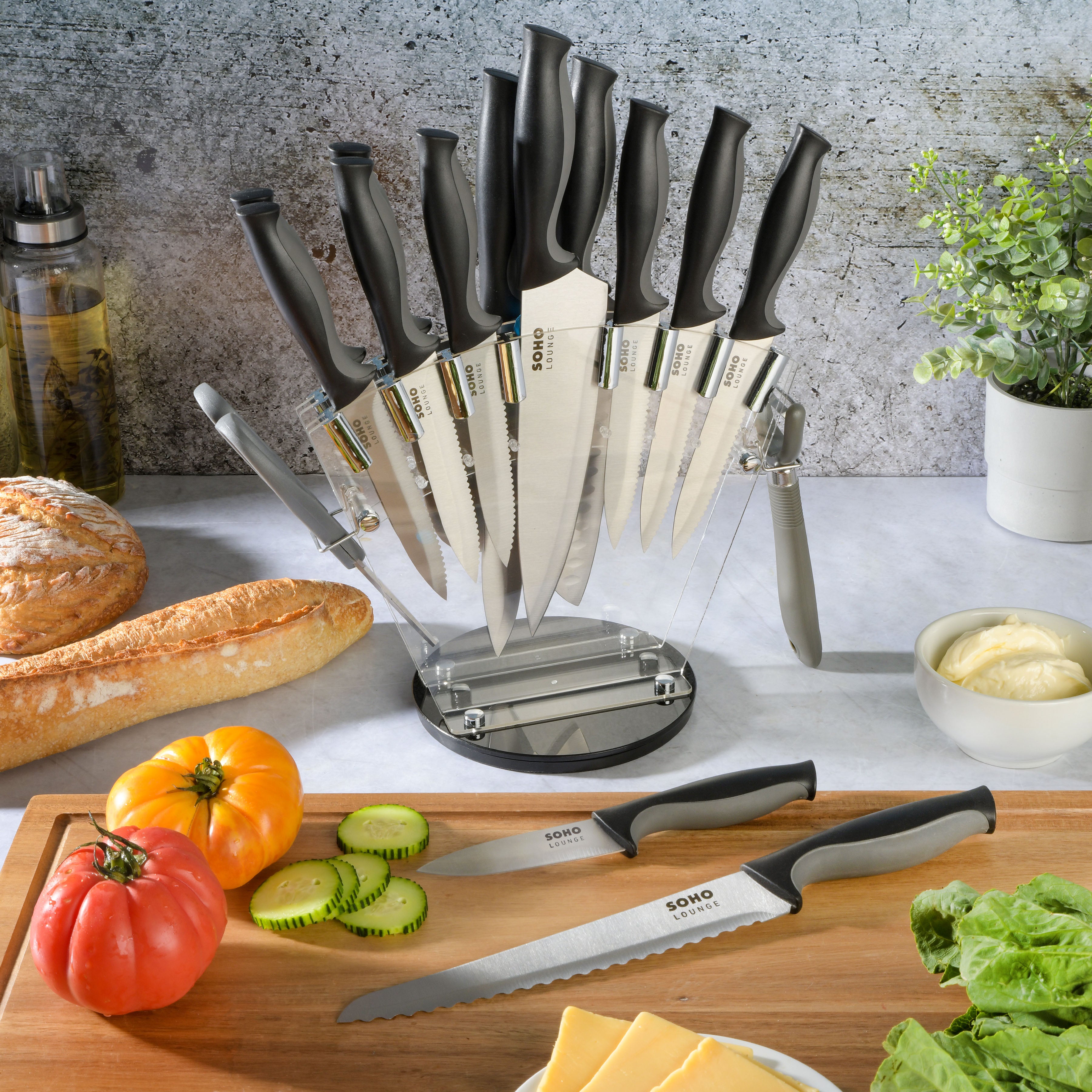 Gibson Color Vibes 14 Piece Stainless Steel Cutlery Kitchen Knife