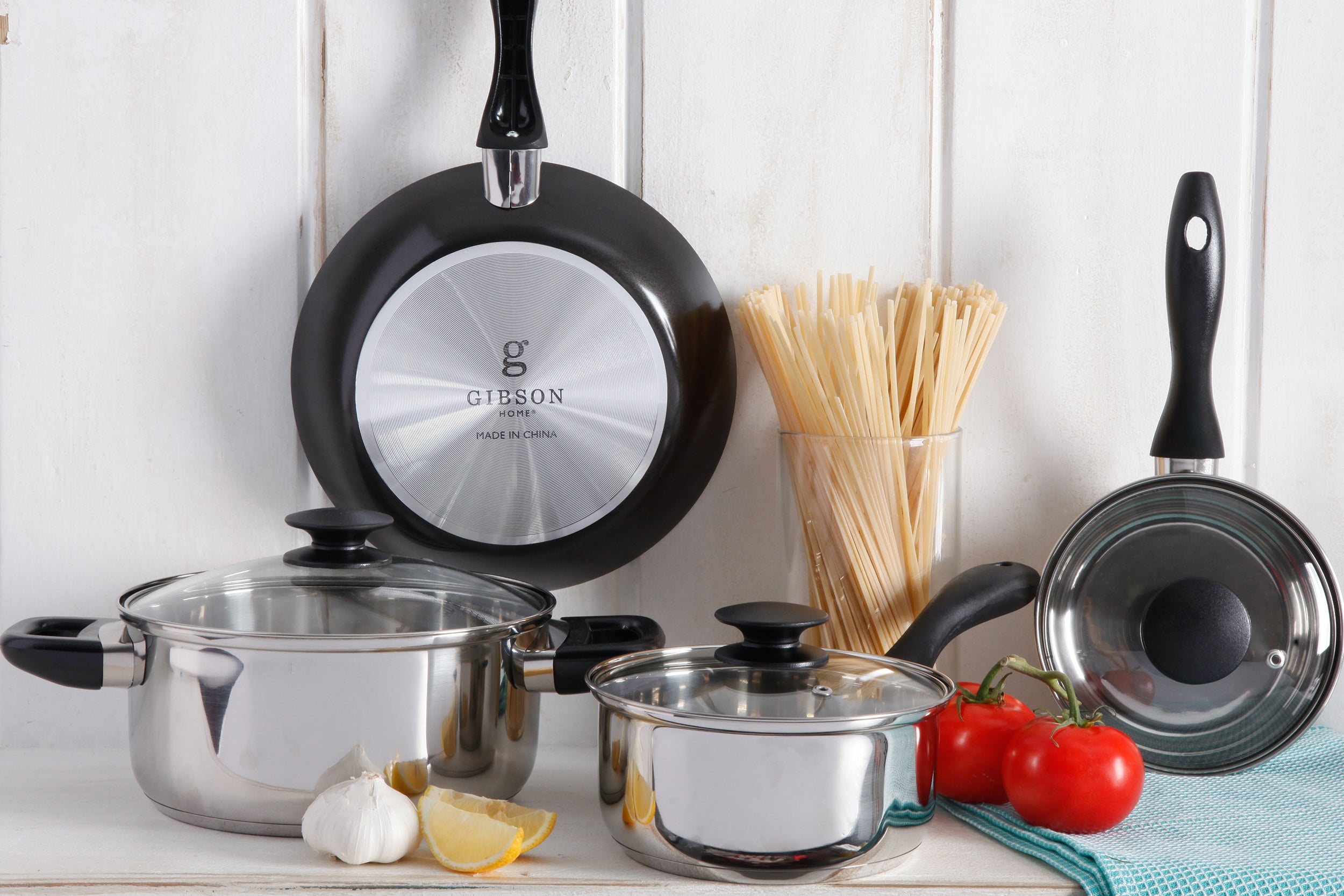 Gibson Home Plaza Cafe 7-Piece Aluminum Nonstick Cookware Set in
