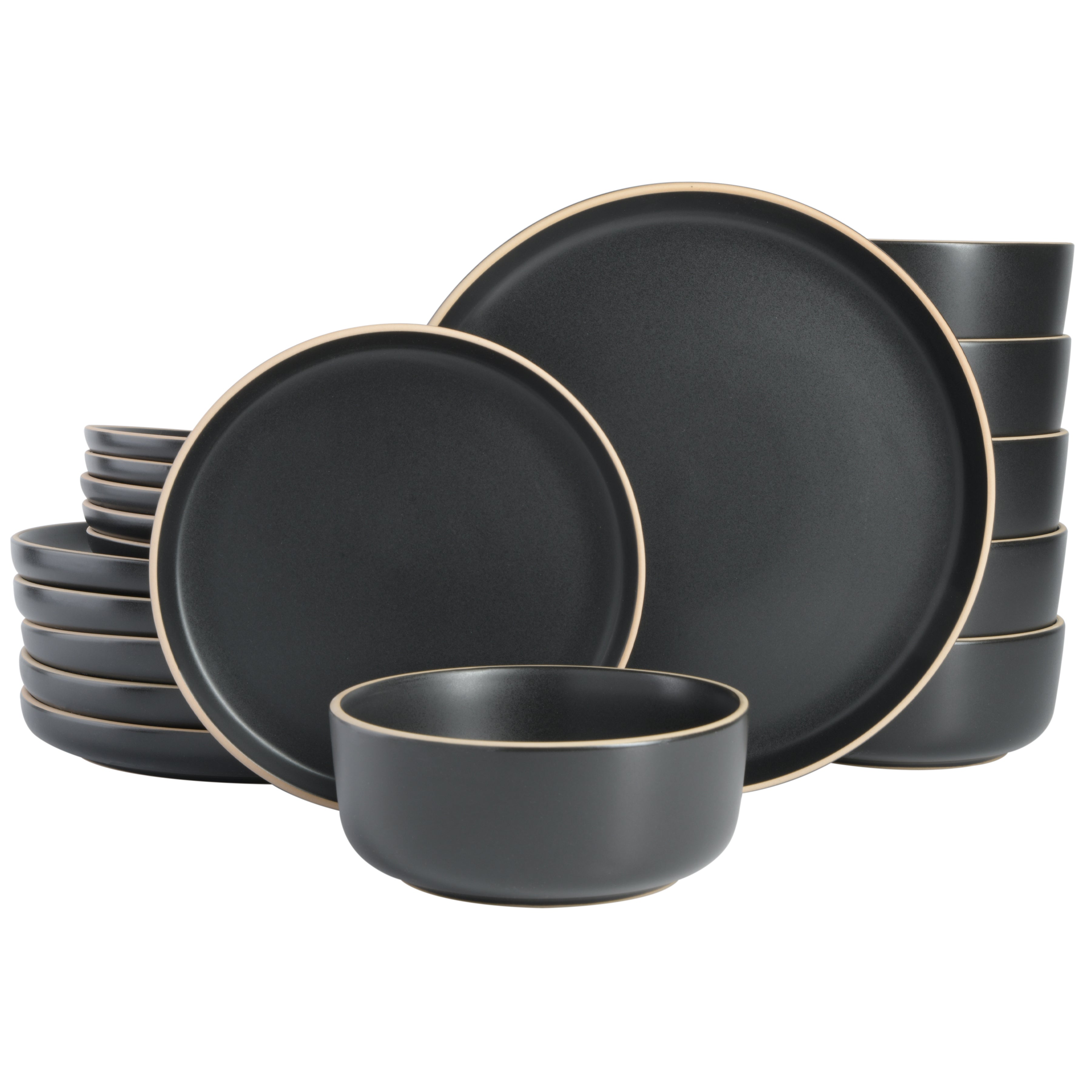 Gibson Home Rockaway Gold 16-Piece Stoneware Dinnerware Set