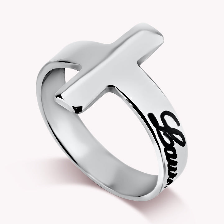 Personalized Cross Ring Tender Heart Jewelry
