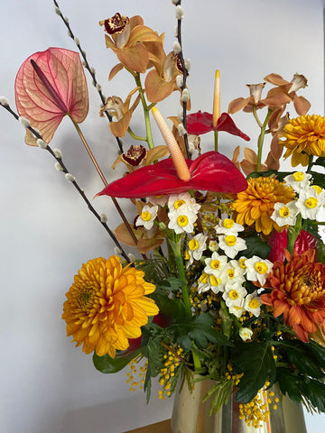 A close up of Beckenham florist Hannah Jordan Flowers' Chinese New Year arrangement.