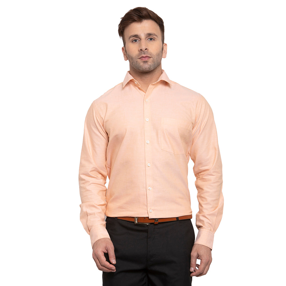 Copperline Men Orange Solid Slim Fit Formal Shirt - Crosscreek
