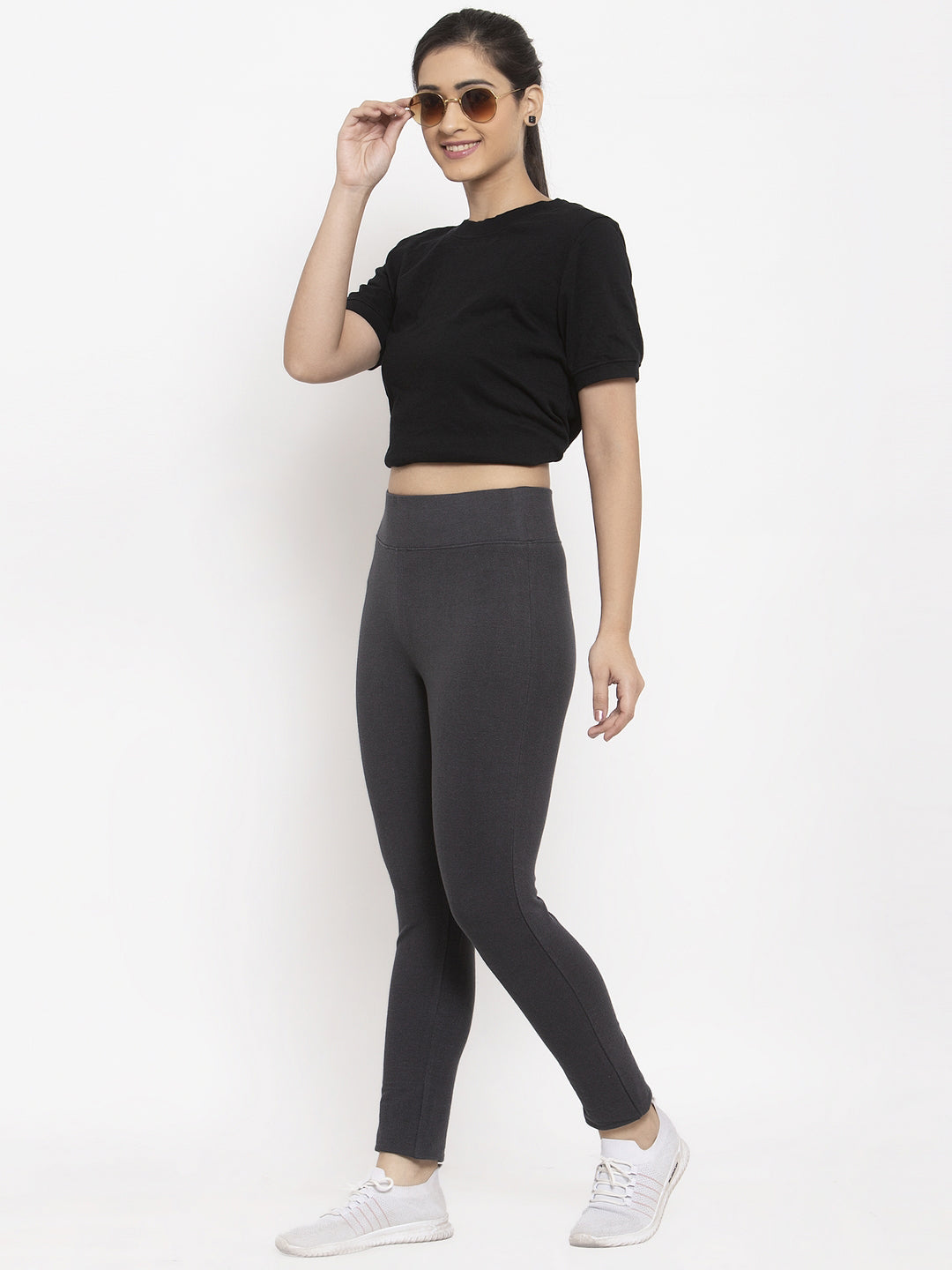 Buy online Grey Solid Legging from Capris & Leggings for Women by Tag 7 for  ₹539 at 40% off | 2024 Limeroad.com