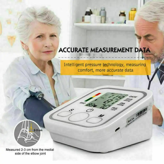 Digital Blood Pressure Monitor Upper Arm Automatic BP Machine Heart Rate LCD Display Sphygmomanometers Gauge