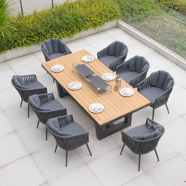 Monterrey 8 seat firepit dining set