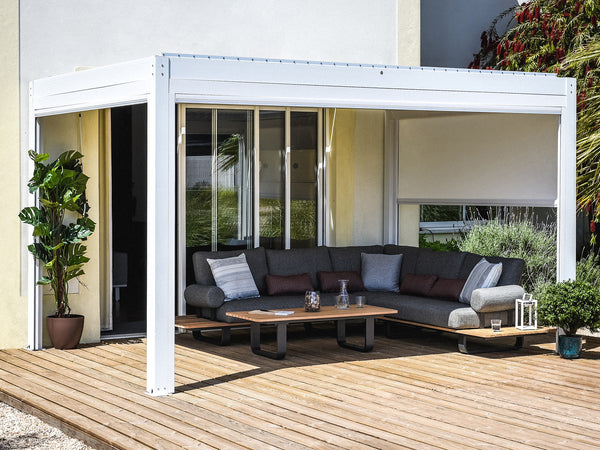 White Pergola with Bay Sofa Set