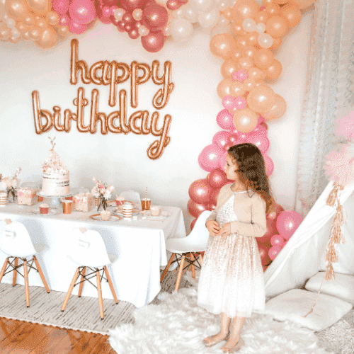 Rose Gold 'Happy Birthday' Cake Topper - Valentina's Party World