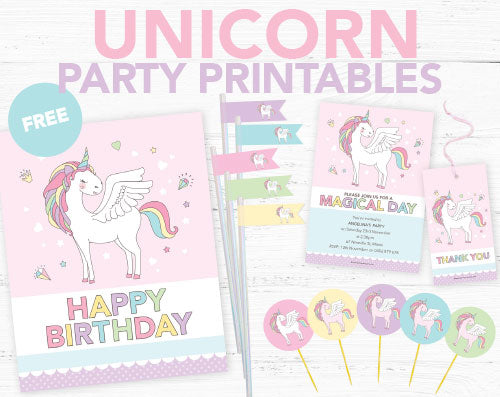 Unicorn invitation printables