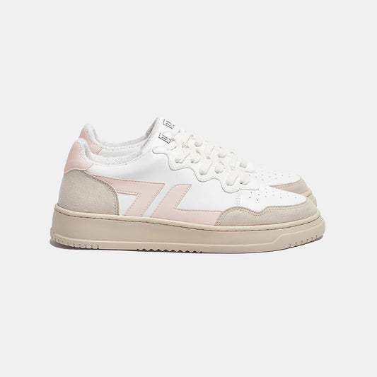 Baskets blanches et roses. Baskets vegan de la marque Zèta