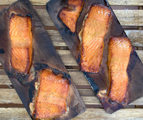 Salmon on cedar planks 