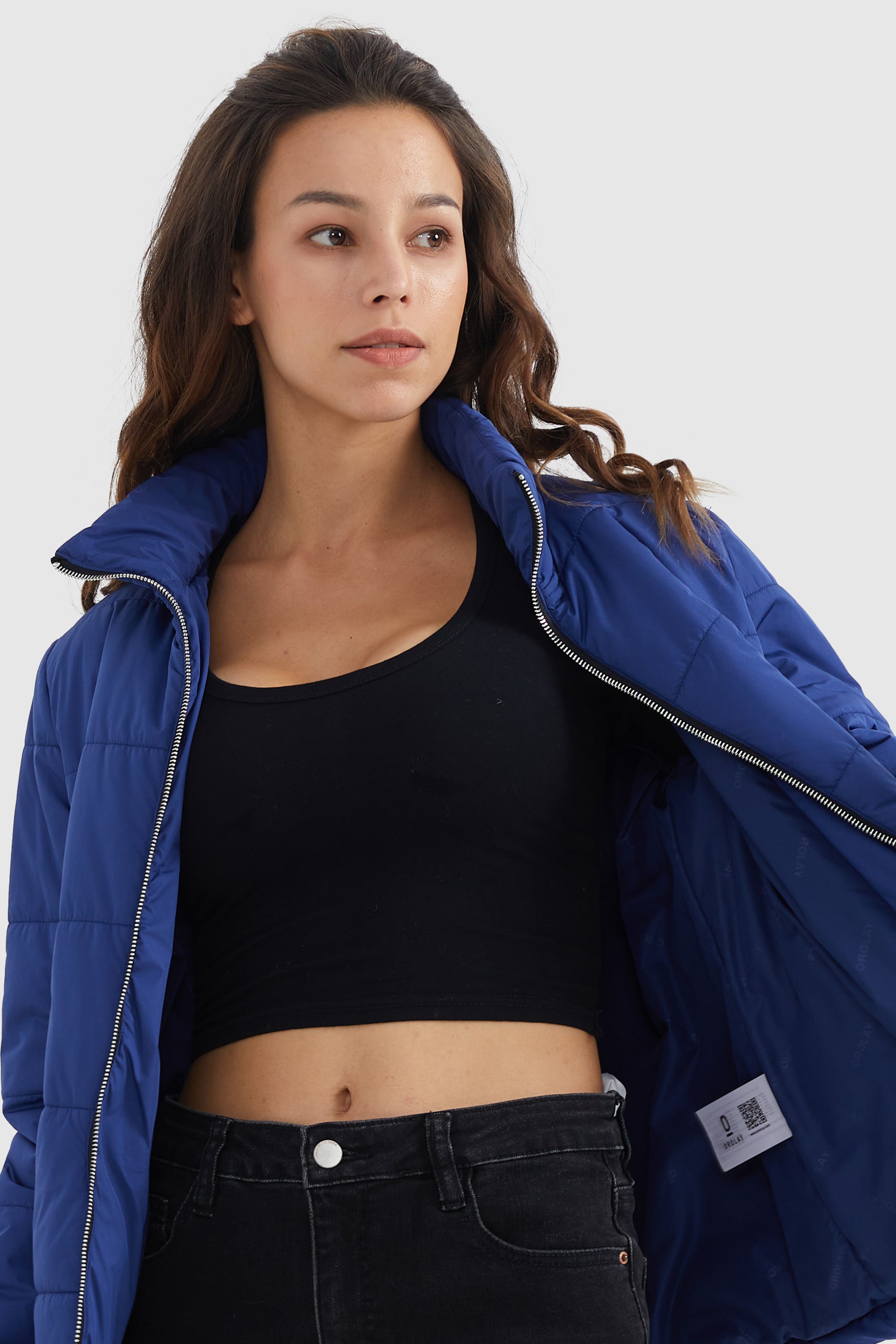 Orolay Solid Zip Up Lightweight Puffer Coat