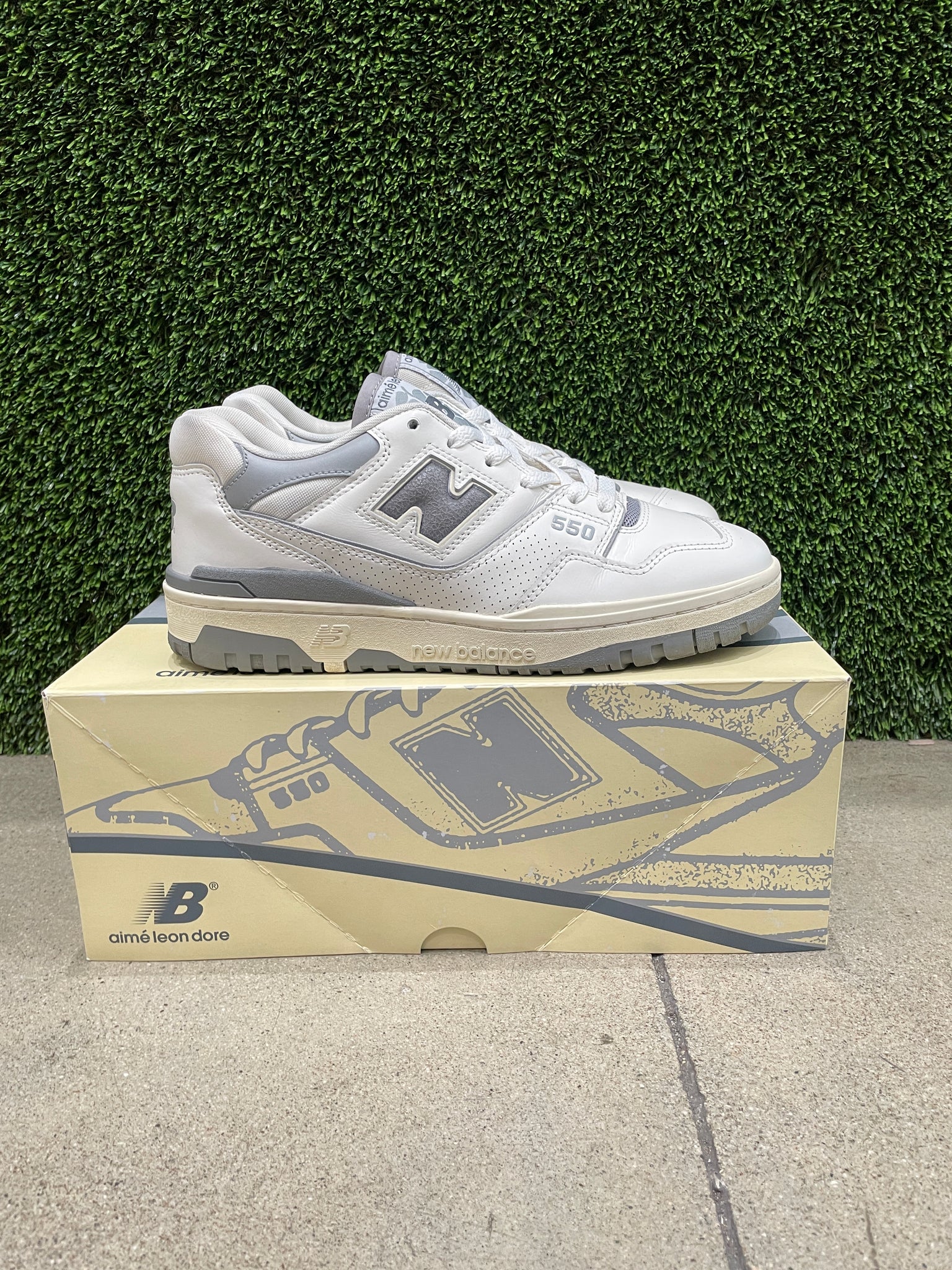 aime leon dore new balance 550 white grey