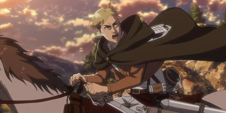 Erwin à cheval dans l'Attaque des Titans