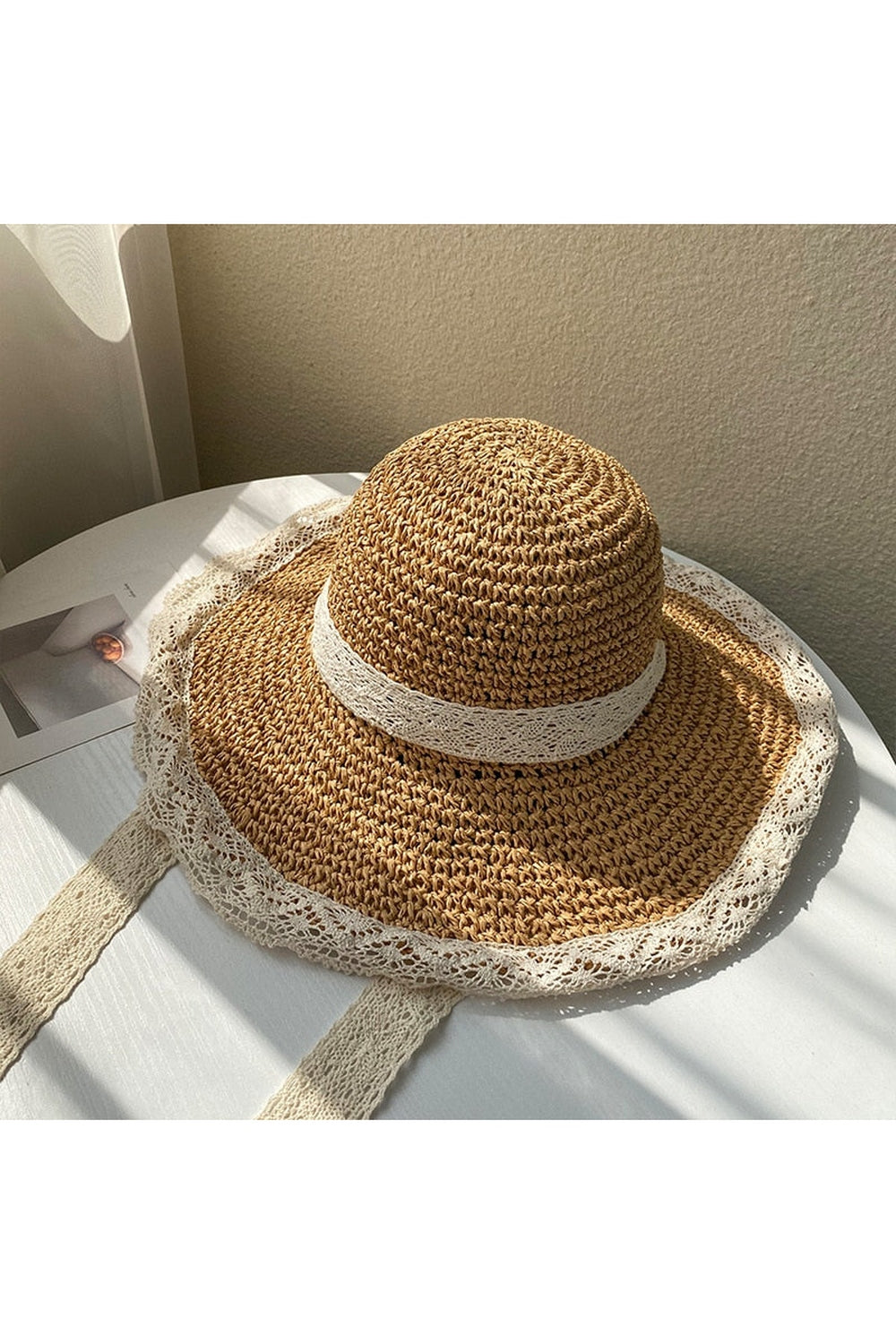 Cottagecore Summer Lace Straw Hat - Сottagecore clothes