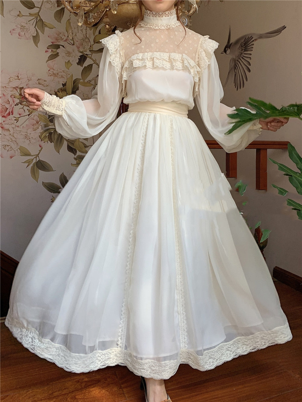 Fairycore Cottage Chiffon Dress