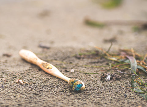 Toothbrush washed up on a beach