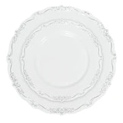 White Embossed Plastic Plate Set