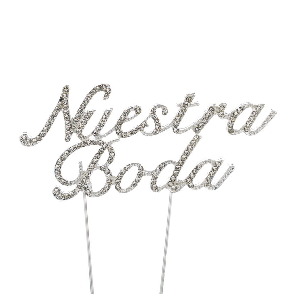 Nuestra Boda Rhinestone Gold Cake Topper 6.5′′ W x 5′′ H