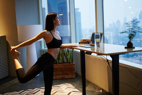 balancing at standing desk