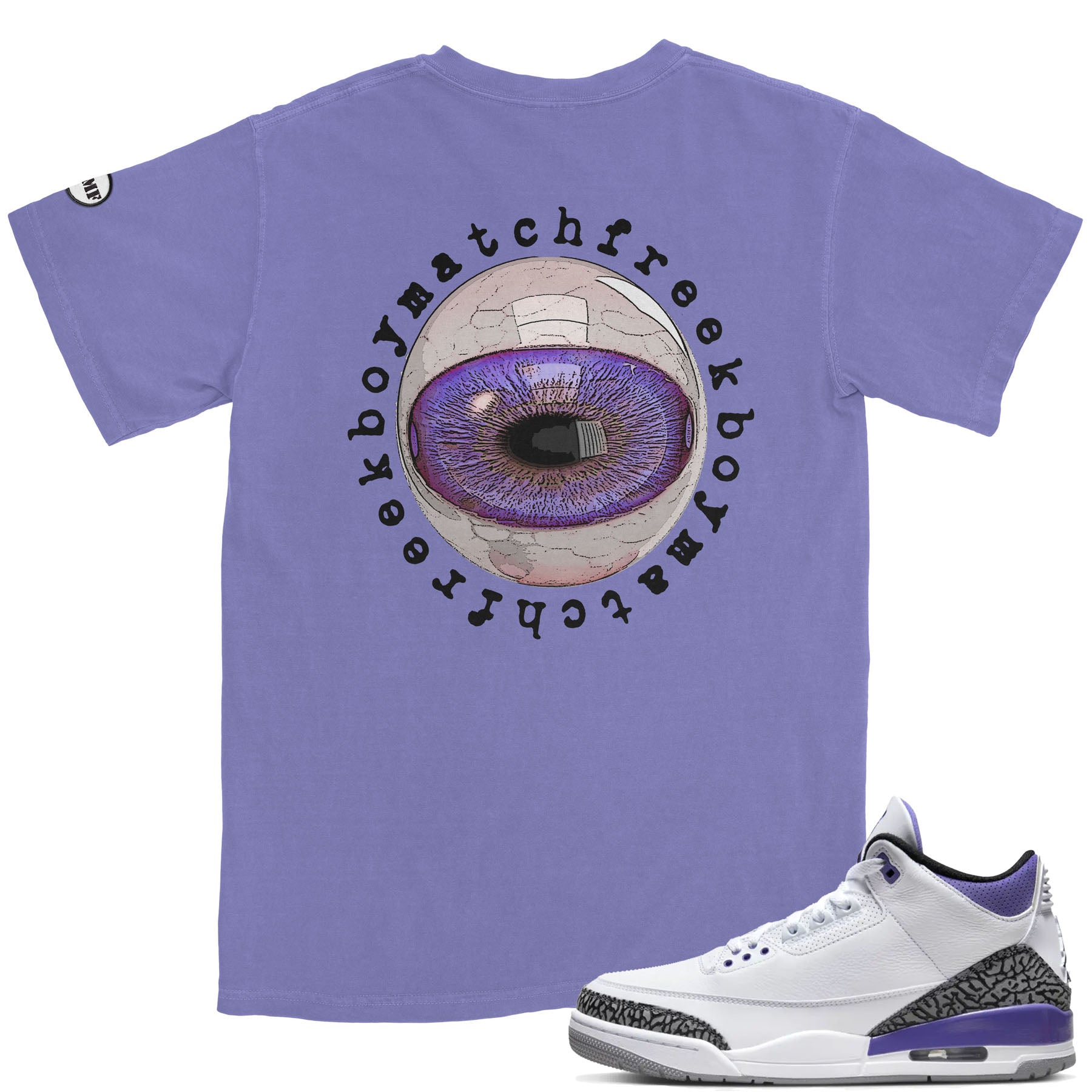 jordan 3 dark iris matching t-shirt unisex bmf eye purple