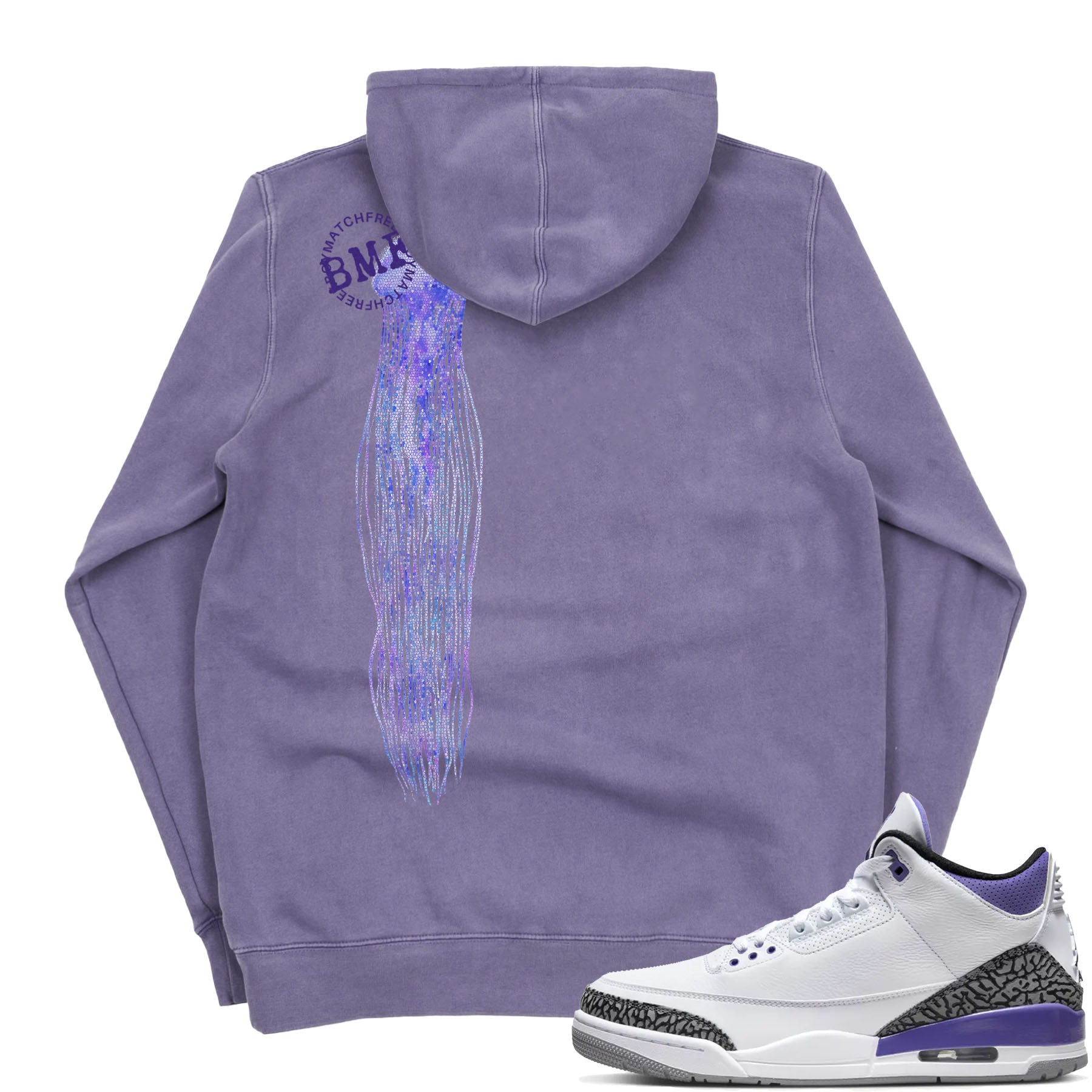 Jordan 3 dark iris hoodie pigment purple jellyfish