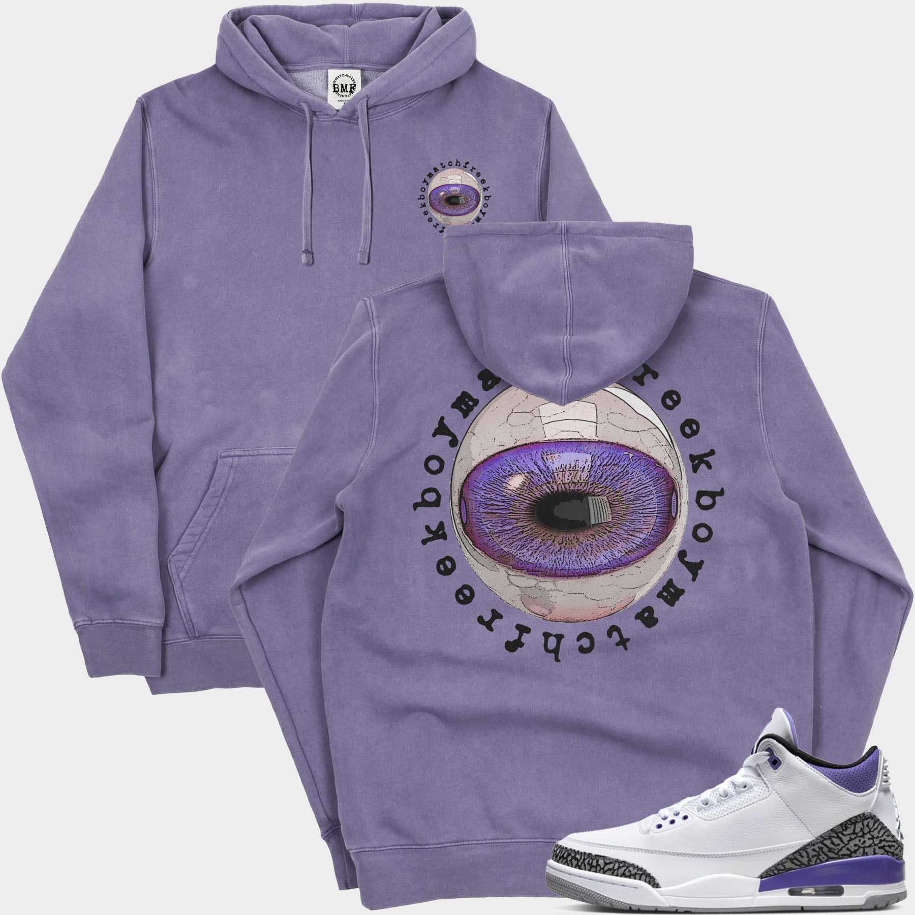 jordan 3 dark iris hoodie pigment purple bmf eye