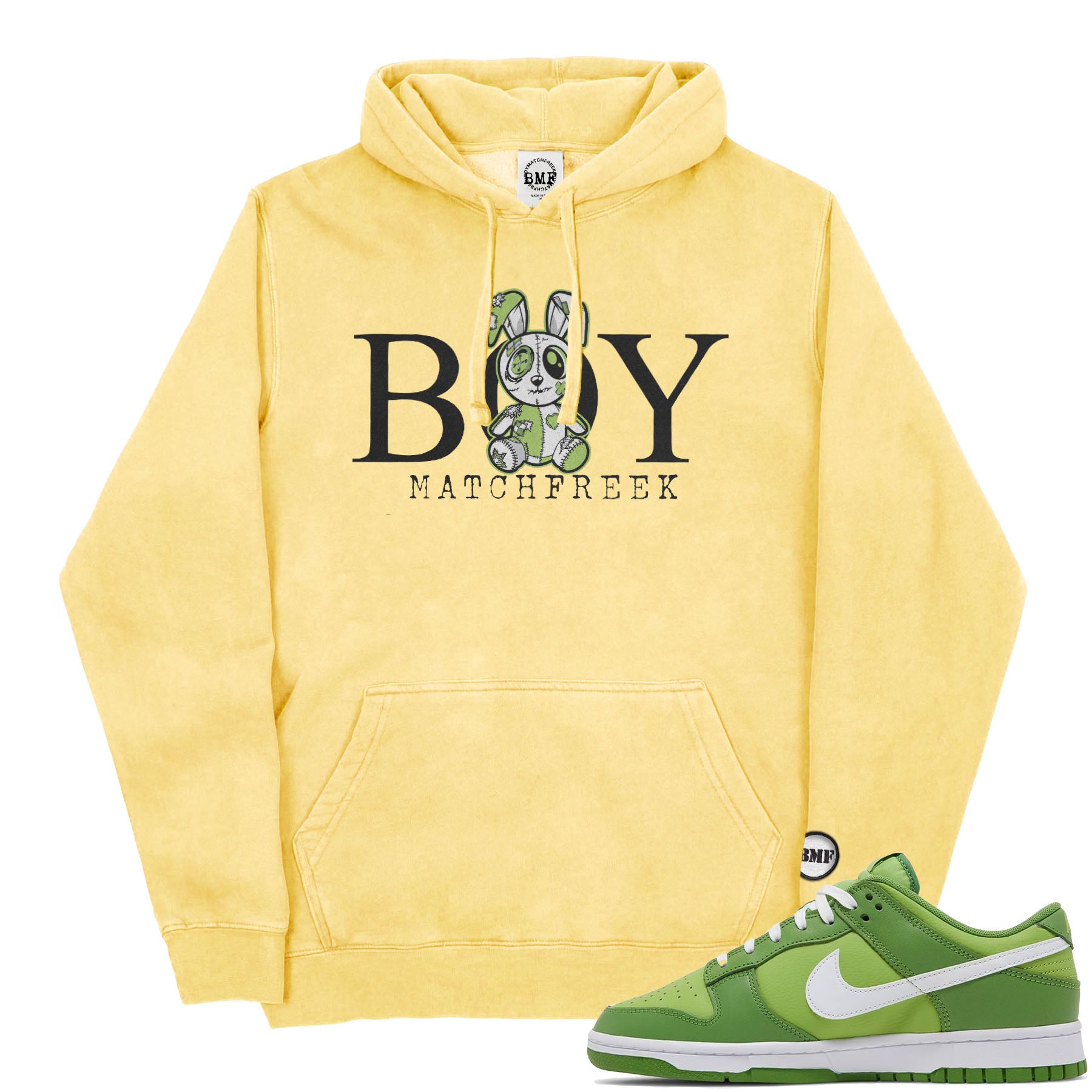 dunk low chlorophyll hoodie pigment yellow bmf bunny  