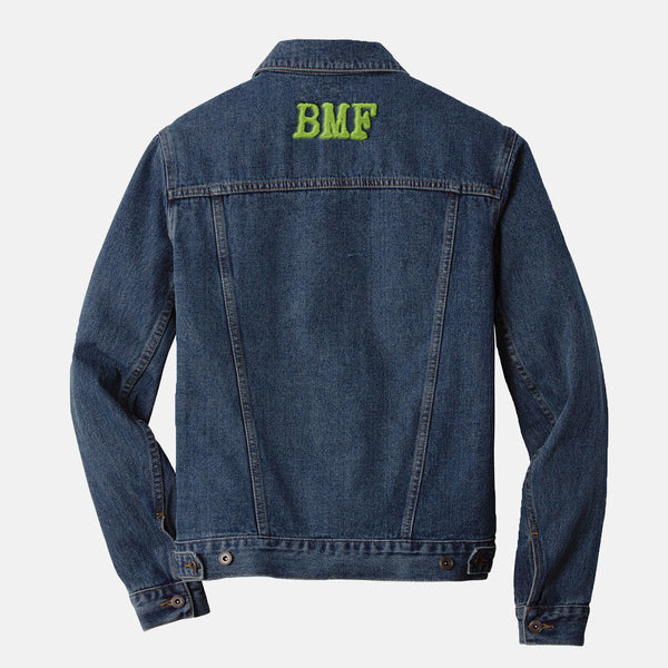 Lime embroidered BMF Bunny denim jacket