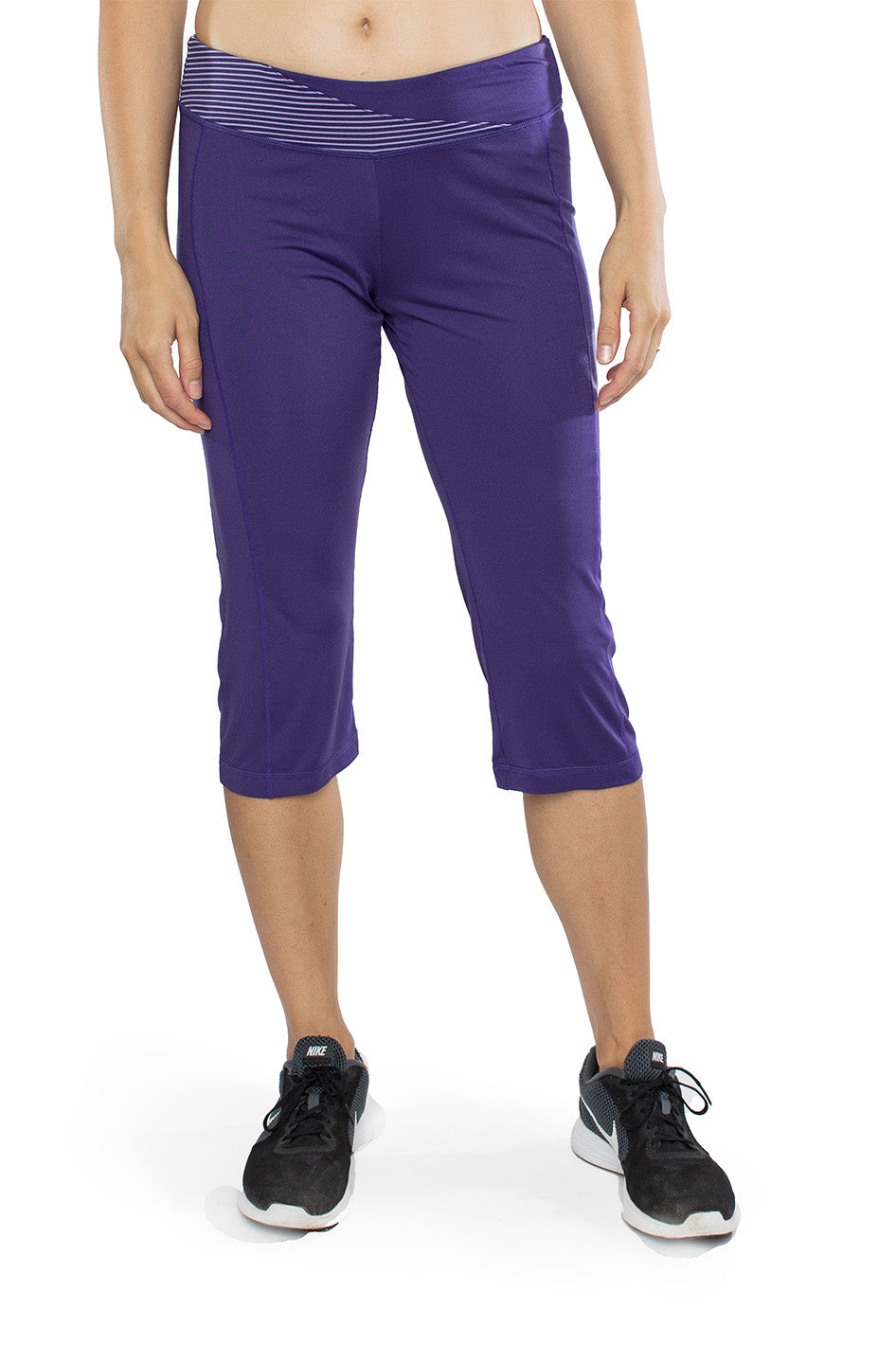 Trance Purple Performance - High Waisted Capri Leggings - XL (AUS 18-20)