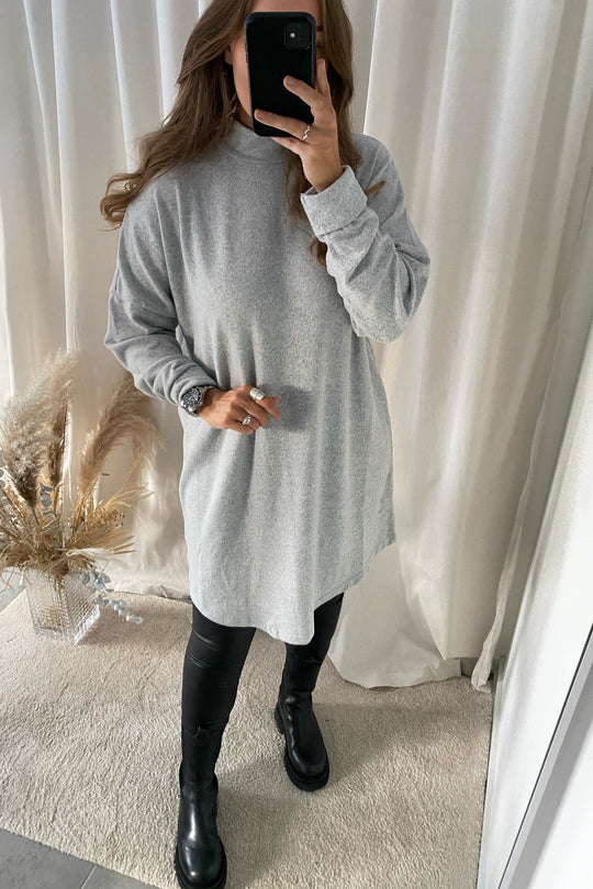 City Ava LS Short Dress - Light Grey