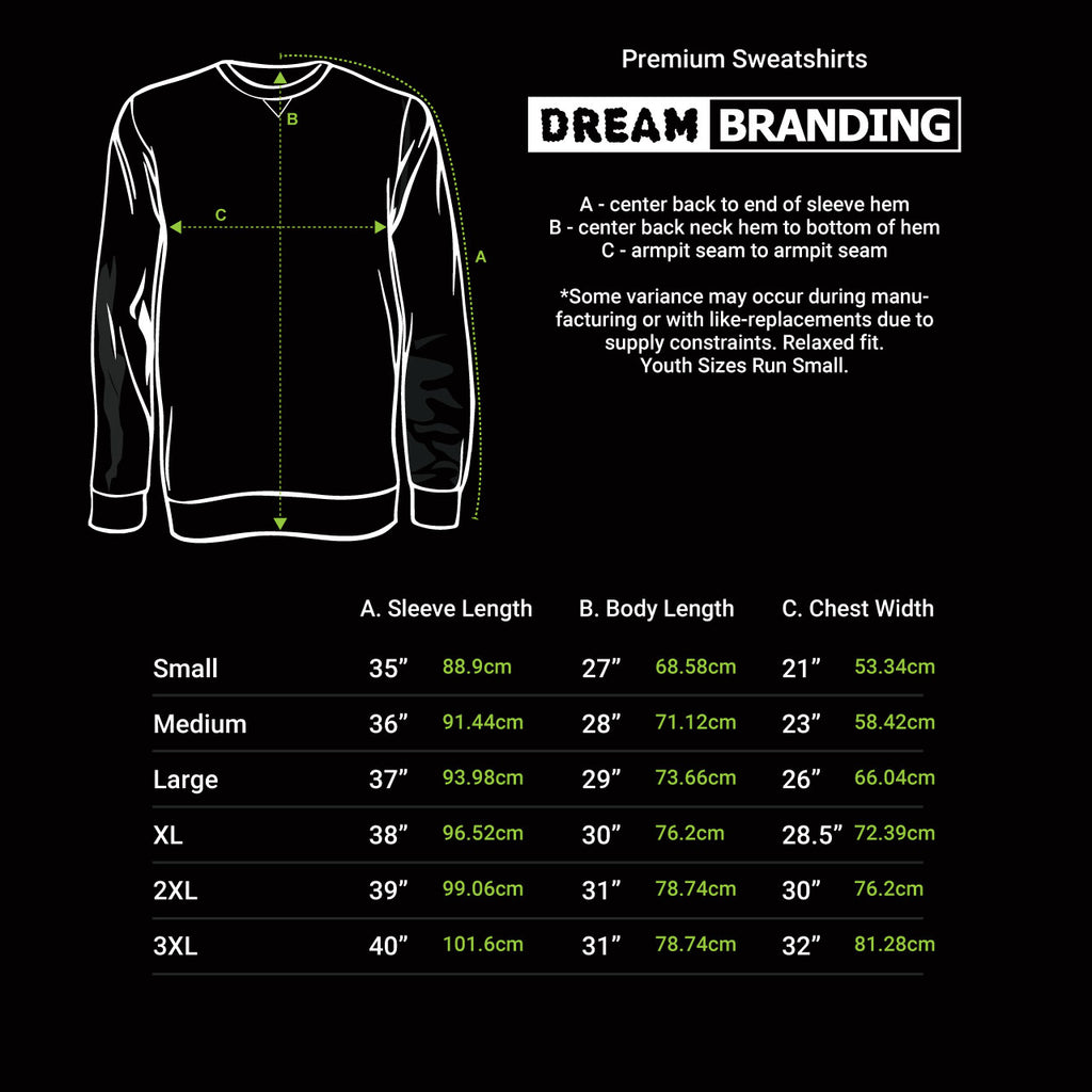 Premium Sweatshirts Size Chart