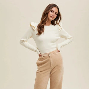 Ruffle Sleeve Detail Sweater - Modern Pastime