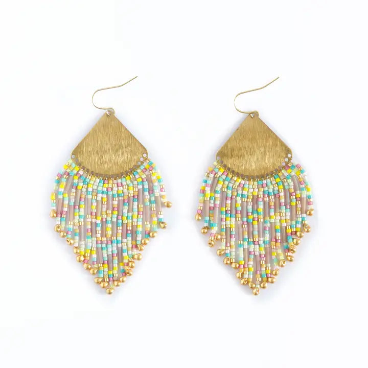 Beaded Handwoven Confetti Fringe Earrings